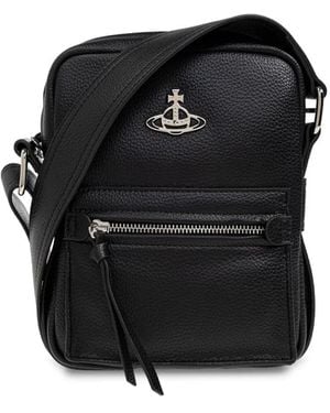 Vivienne Westwood Borsa Messenger Con Placca Logo - Nero