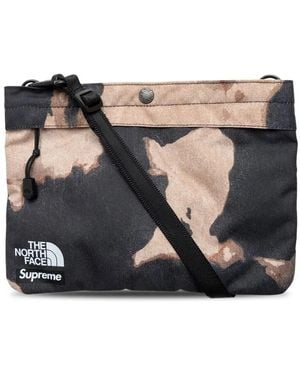 Supreme X The North Face Bleached Denim Print Shoulder Bag - Black