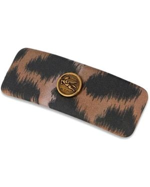 Etro Leopard-Print Hair Clip - Black