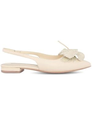 Kat Maconie Floral-Applique Slingback Ballet Flats - Natural