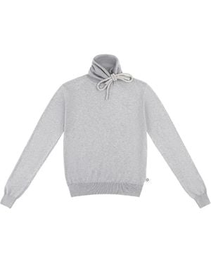 Area Crystal-Knot Turtleneck Sweater - White