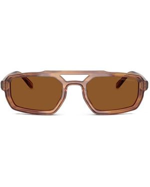 Emporio Armani Transparent Rectangle Sunglasses - Brown