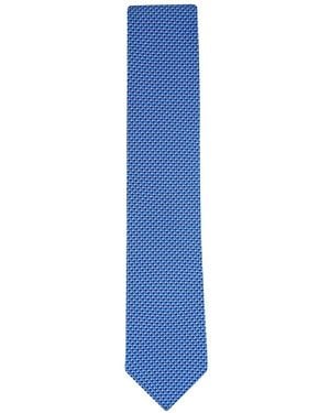 Cravatta Eton In Seta Blu Navy Con Motivo Geometrico &ndash; Uomo, Taglia Unica, Con Passante, Made In Italy