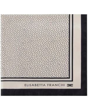 Elisabetta Franchi Silk Foulard Scarf With Micro-Polka Dot Print - Grey