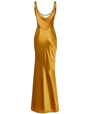 retroféte Keryn Bead-Embellished Cowl-Neck Maxi Dress - Metallic