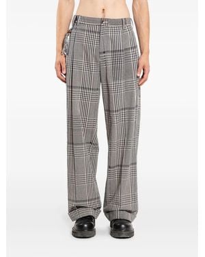 KHOKI Pleated Check-Pattern Pants - Gray