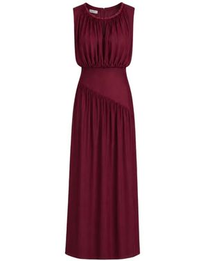 Baruni Bianca Beaded Pleated Maxi Dress - Purple