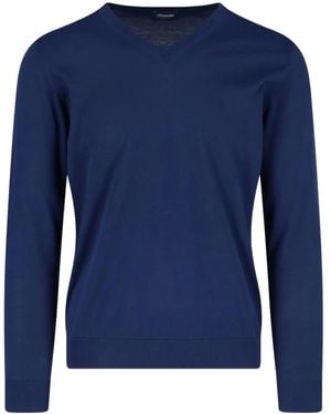 Drumohr V-Neck Long-Sleeve Jumper - Blue
