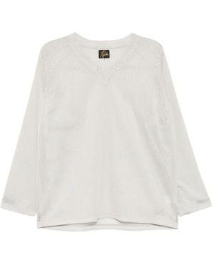 Needles Raschel Lace V-Neck Top - White