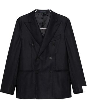 Caruso Double-Breasted Peak-Lapel Jacket - Black