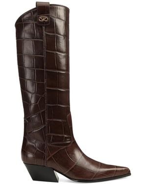 Sergio Rossi Purcell Stiefel Mit Kroko-Effekt - Braun