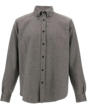 Cellar Door Buttoned-cuffs cashmere shirt - Grau