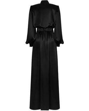 Dolce & Gabbana Long Silk Satin Dress With Front Slit - Black