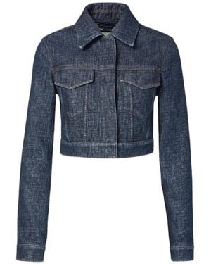 Fendi Logo-Motif Cropped Jacket - Blue