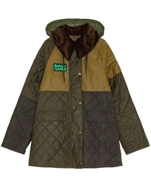 Ganni X Barbour Hooded Quilted Coat - Green