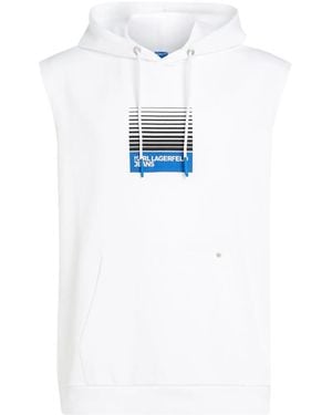 KARL LAGERFELD Logo-Print Sleeveless Hoodie - White