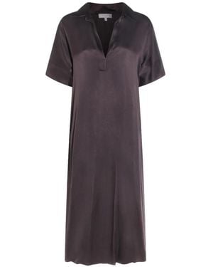 Antonelli V-Neck Slit Midi Dress - Purple