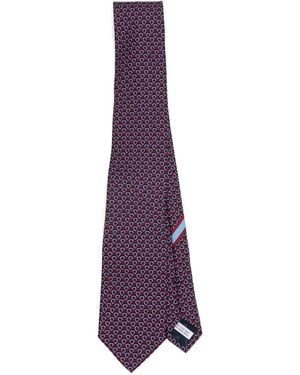 Ferragamo Hearts-Print Silk Tie - Purple