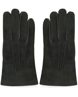 Moorer Suede-Finish Stitched-Detail Gloves - Black