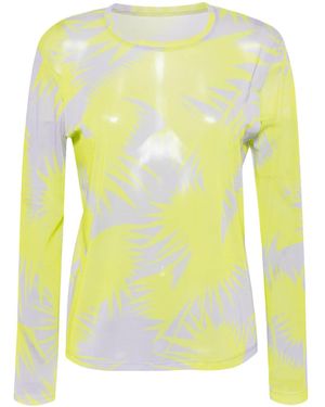 Pleats Please Issey Miyake Piquant Abstract-Print Tulle T-Shirt - Yellow