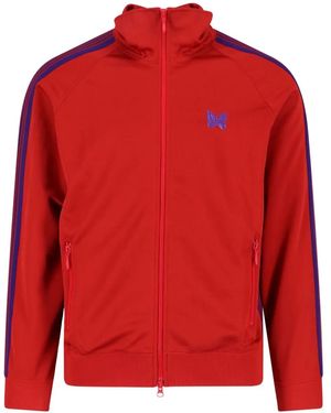 Needles Logo-Detail Striped Sweater - Red