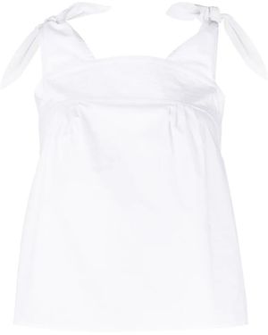 See By Chloé Organic-Cotton Tie-Straps Blouse - White