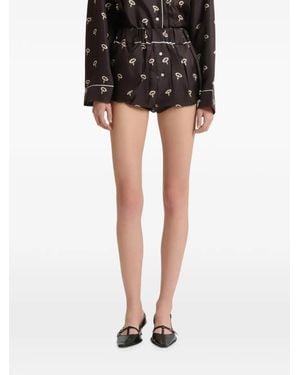 Marni Silk Twill Bloomers With Floral Print - Black