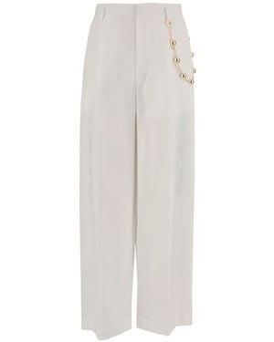 DARKPARK Danielle Chain-Detail Palazzo Trousers - White