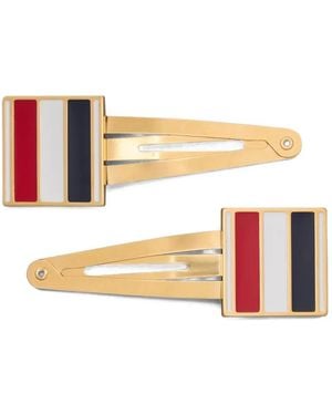 Thom Browne Logo-Detail Hair Clips - White