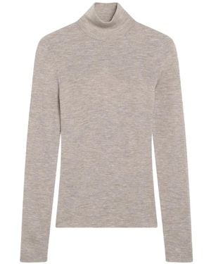 Max Mara Roll-Neck Ribbed-Knit Sweater - Gray