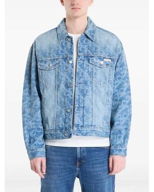 Calvin Klein 90S Logo Monogram-Print Denim Jacket - Blue