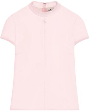 Courreges Chemise En Crêpe À Manches Courtes - Rose