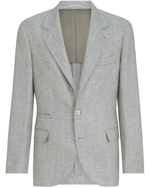 Brunello Cucinelli Wool, Alpaca And Silk Chevron Deconstructed Blazer - Gray