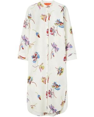 La DoubleJ Floral-Print Shirt Dress - White