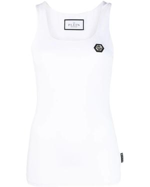 Philipp Plein Logo-Patch Tank Top - White