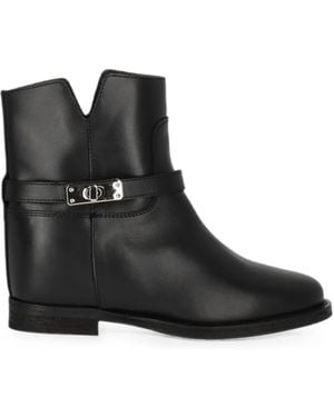 Via Roma 15 Turn-Lock Strap Ankle Boots - Black