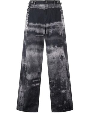 Roberto Cavalli Abstract-Print Cotton Trousers - Grey