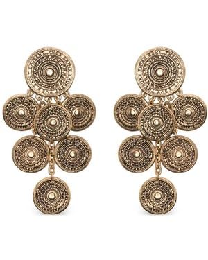 Saint Laurent Medallion Drop Earrings - Natural