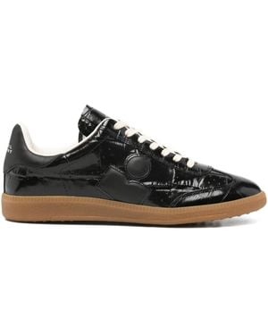 Isabel Marant Bryce Crocodile-Effect Lace-Up Trainers - Black