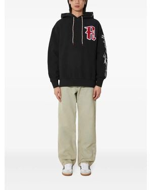 Aries Bestickter Hoodie mit Skelett-Print - Schwarz