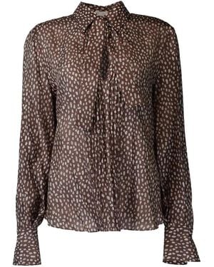 Brunello Cucinelli Lavallière-Collar Shirt - Brown