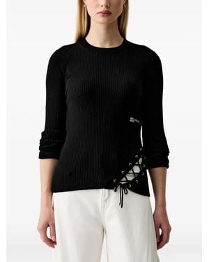 KARL LAGERFELD Gerippter Pullover - Schwarz