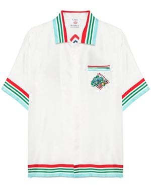 CASABLANCA Silk Shirt With Accents And Unique Graphics - White