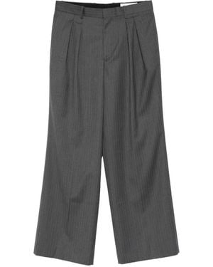 Tonywack Striped Pleated Tailored Trousers - Grey