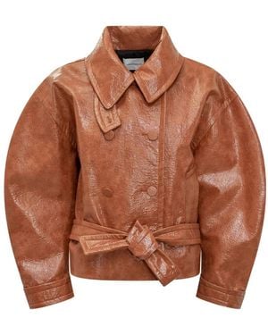 ANDAMANE Balloon-sleeve Double-breasted Jacket - ブラウン
