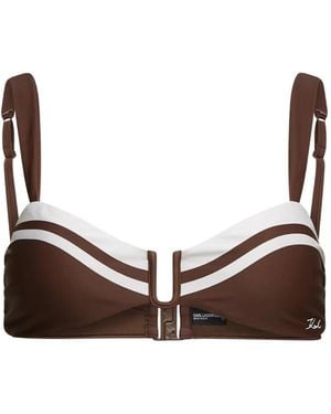 KARL LAGERFELD Top Bikini Con Bordo A Contrasto - Marrone