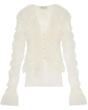 Blumarine Ruffled Tulle Blouse - White