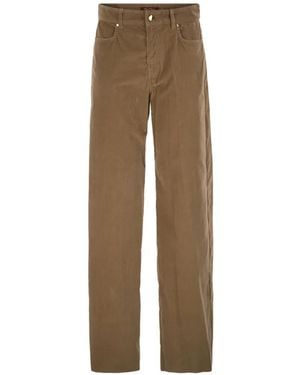 Max Mara Stretch-Corduroy Straight-Leg Trousers - Natural
