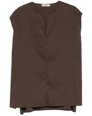 Carla G Split-Neck Sleeveless Top - Brown