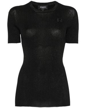 Rochas T-Shirt mit Logo-Applikation - Schwarz